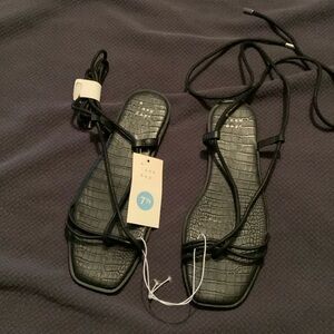 NWT black wrap sandals
